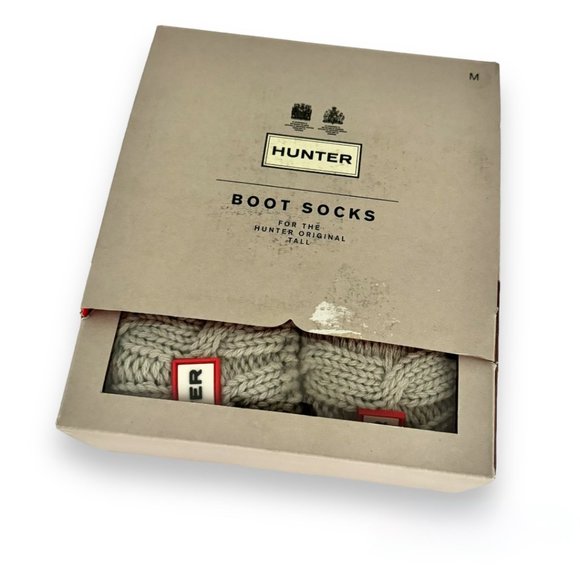 NWT HUNTER Original Tall Cable Knit Women's Boot Socks, Oatmeal Beige color - Picture 5 of 5